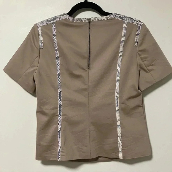NWT  Carlisle python leather taupe blouse top - Picture 6 of 9